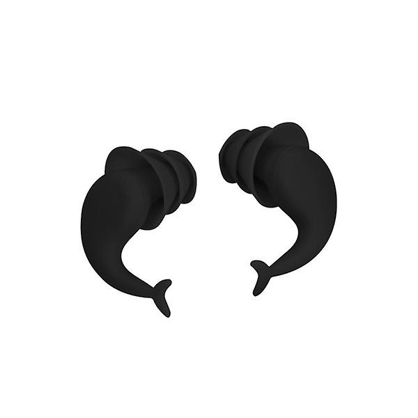 Ljudisolerade öronproppar av silikon Valformade ljudisolerande öronkåpor Mjuk Vattentät sömnproppar Black