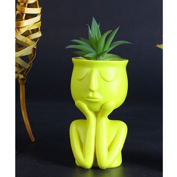 Stycken Mänsklig Porträtt Skulptur Blomkruka Vas Suckulent Kaktus Planteringskärl