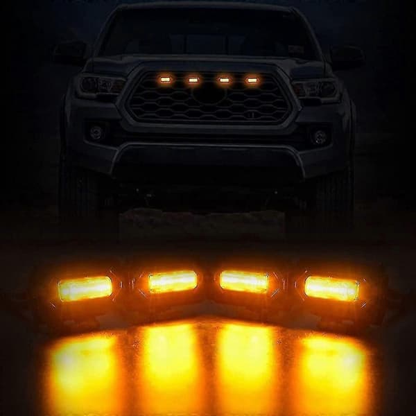 4 stk. LED-frontgrilllamper til terrænsport 2020-2021 ekstern brug blackyellow