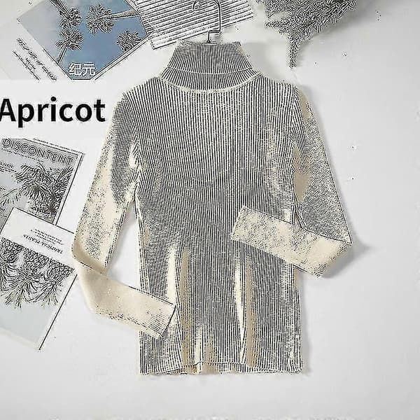 Basic rullekrave dametrøje efterårstoppe slank dametrøje striktrøje blød varm trøje Apricot