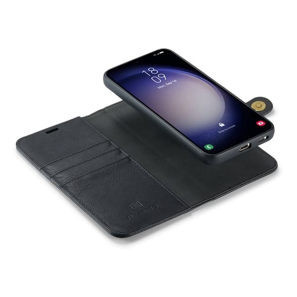 DG.Ming Wallet Case for Samsung Galaxy S26 Genuine Leather Stand - Black