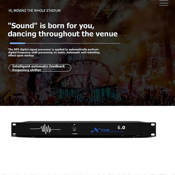 XTR 6.0 Digital Audio Processor med Digital Feedback Suppressor Seks-trins Frekvensforskydning til at Undertrykke Feedback EU Black Eu plug