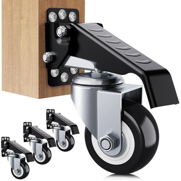 [RM] Workbench Caster Kit, 300kg Capacity, 4 Heavy Duty Retractable Workbench Casters, Steel Construction Polyurethane Wheels