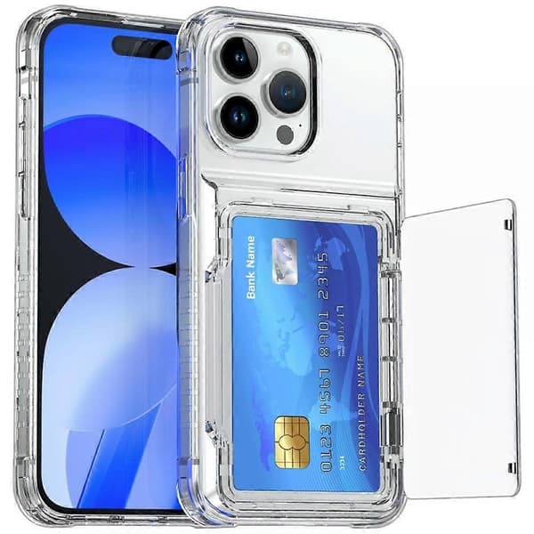 Lämplig för iPhone 15 Transparent iPhone skyddsfodral med korthållare
