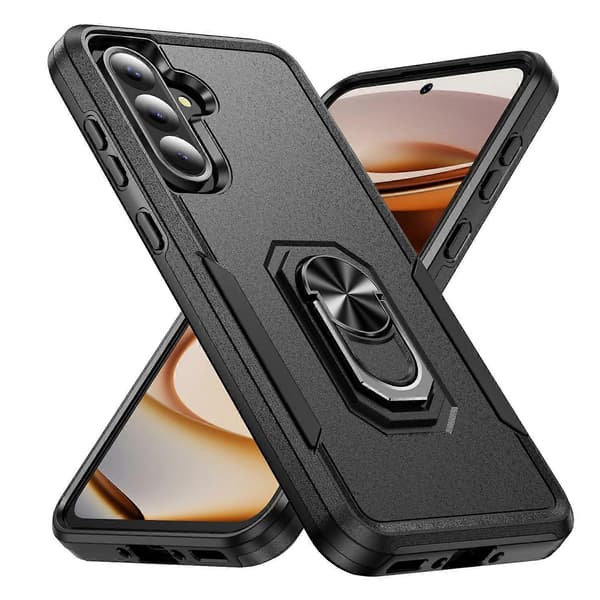 Fodral för Samsung Galaxy A36 5G Militärklassat med ringstativ PC+TPU-telefonskal Multicolor Black
