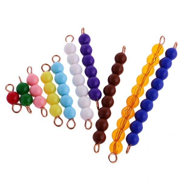 Set Montessori Educational Toy Beads (set 10st trådar med 10 gula pärlor + 10 barns Detif-trådar