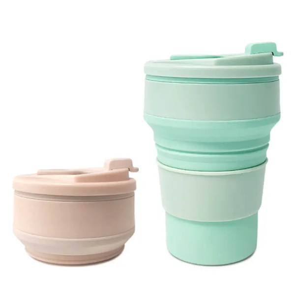 Sport Hopfällbar Mugg Kaffe Vikbar Silikon BPA-fri Hopfällbar Rese Silikonmugg Khaki 350ml