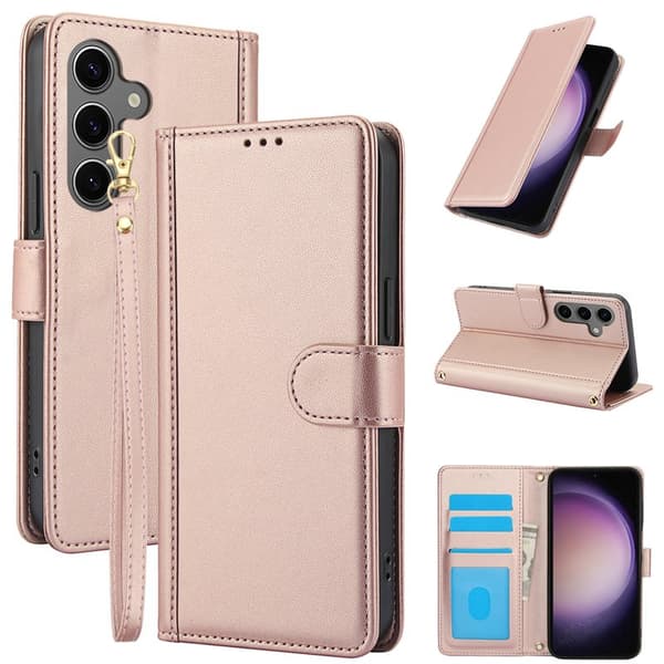 Wallet Case for Samsung Galaxy S26 Plus Faux Leather Stand - Pink