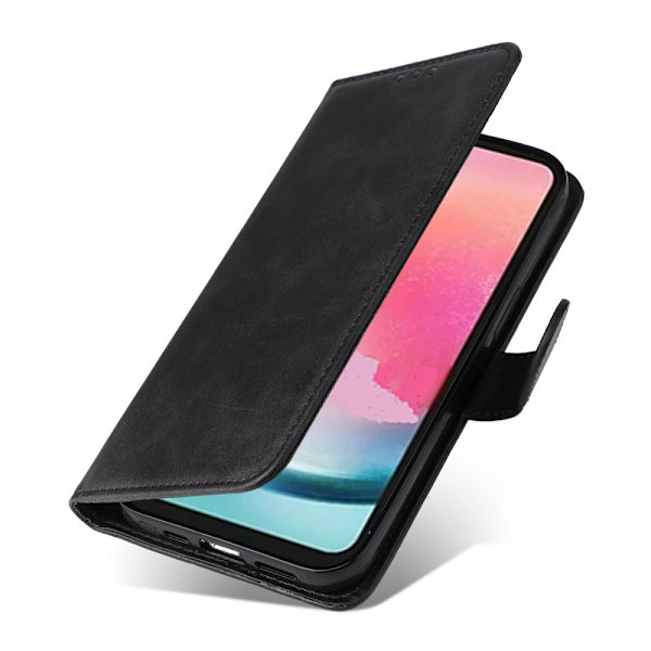 SKALO Kompatibel med Samsung A25 5G PU Läder Plånboksfodral - Fler Färger Black Svart