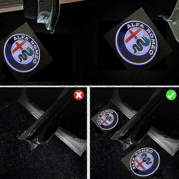 2-pak bildør Ghost Shadow-projektorlys, Puddle Welcome Emblem-lamper kompatible med Alfa Romeo Stelvio 2017-2018 & Giulia 2017-2018 modeller