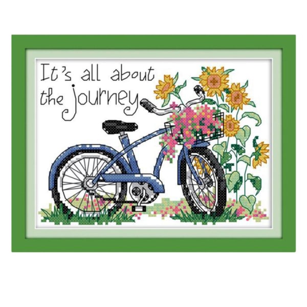 Cykelrese-mönster Stämplat Korsstygnssats 14CT Handarbetskit 21x16cm