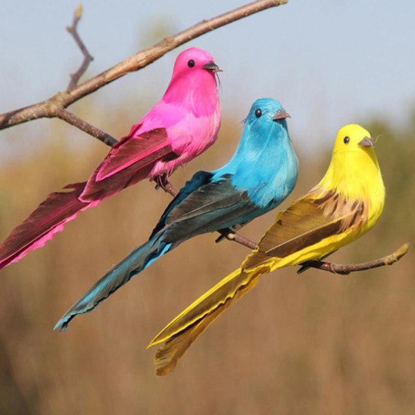 7st fåglar träd figurer dekoration för miniatyr landskap trädgård