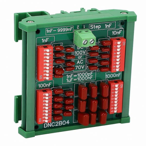 4-cifret dekade-kondensatorkort, programmerbar polypropylenfilmkondensator, DC100V AC70V, DIN-skinne-kompatibel, DNC2B04-model
