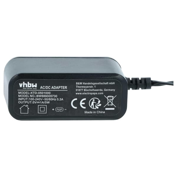 Oplader erstatning til Leifheit 89194, 89224 til vinduesstøvsuger, vinduespudser - 5 V, 1 A Sort Black 1