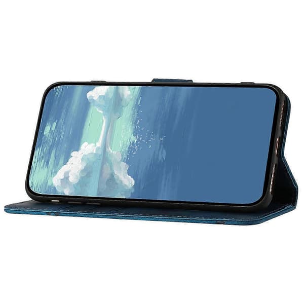 Til Samsung Galaxy S25 Etui Læder Telefoncover Geometri Mønster Sapphire