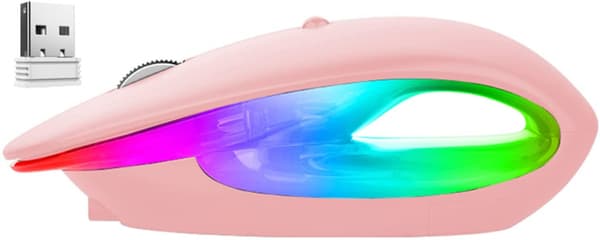 [RM]Wireless Gaming Mouse, Rechargeable, 2.4G Silent Mouse with USB Receiver - Portable Computer Mouse for PC, Tablet, Laptop - Pink