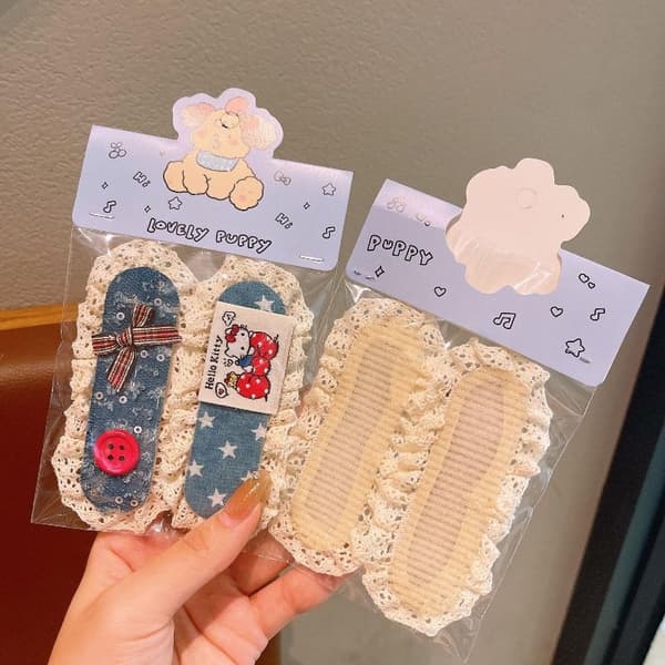 2 pcs children's lace broken hair bangs sticker cute little flora A6