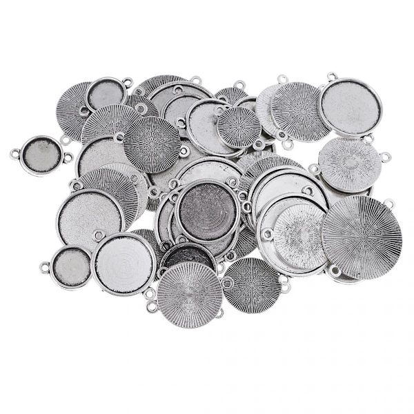 50 stycken 12 - 25mm antik silverberlock