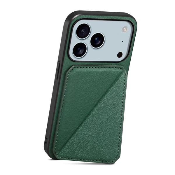 [RM]iPhone 17 Pro Case - Calf Texture with Double Card Slots Grön