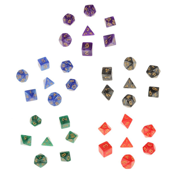 35 st/set Flerfärgade polyedriska tärningar för DND RPG MTG och bordsspel