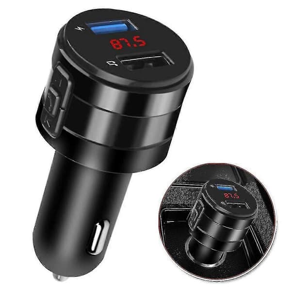 Bil Bluetooth Fm-sender Dobbelt USB-opladerstik Aux-adapter Håndfri Hurtig Opladning