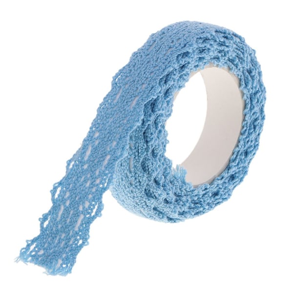 Metervara 15mm Washi Tejp Spets Tyg Självhäftande Kant Bröllop Blå