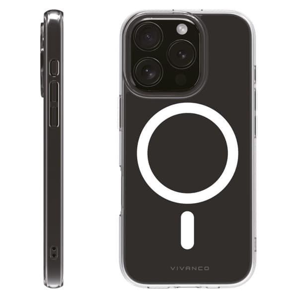 Vivanco Mag Clear -kuori iPhone 16 Prolle, läpinäkyvä 66