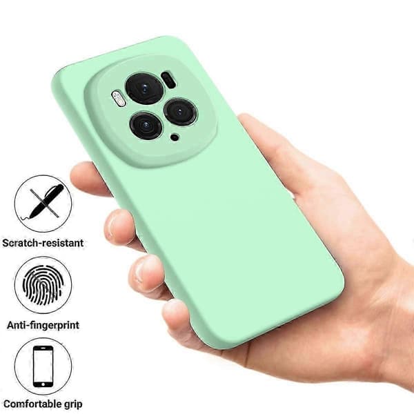 [RM] Stöttåligt mobilskal i flytande silikon med enfärgad design Green For Honor Magic6 Pro
