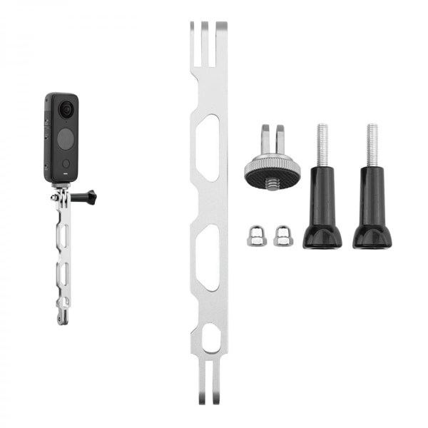 CNC 1/4\" Förlängningsarm Stångfäste Basadapter för Insta360 ONE X2 X Silver