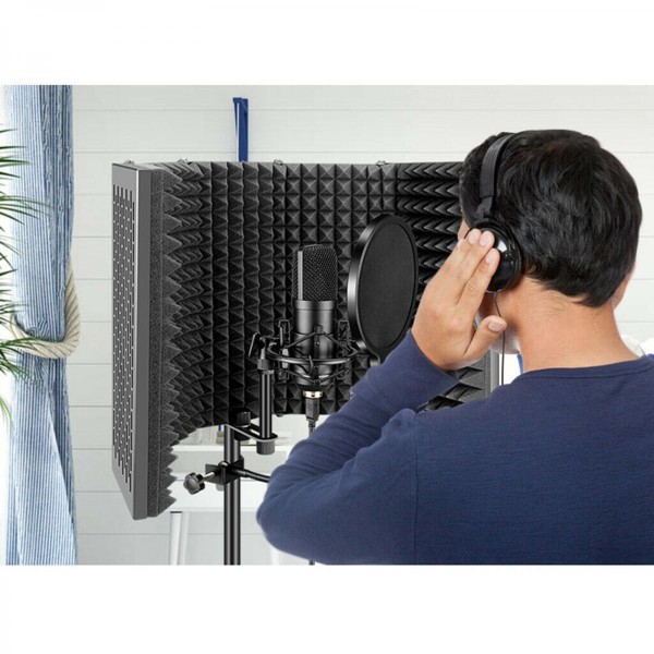 Broadcast Vocal Recording Kondensatormikrofonsats med isoleringsskärm