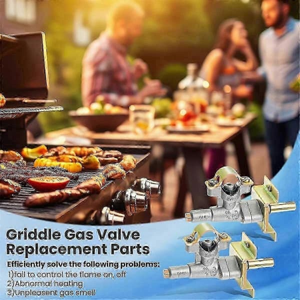 2-pak gasreguleringsventil til stegeplade og grill, udskiftningsbrænderdele til stegepladeudstyr