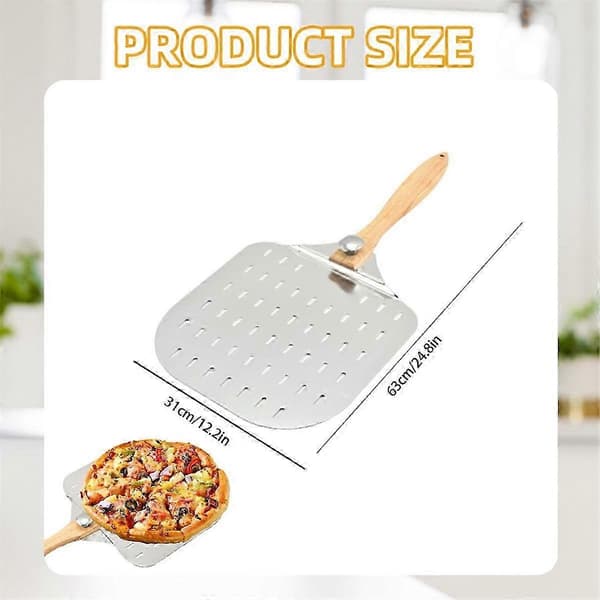 Pizzaspade i rustfrit stål med non-stick perforeret design Multifunktionel ovnbageskovl Silver