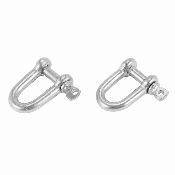4 mm D-sjækel med skruebolt til rigning, pakke med 2, lavet af 304 rustfrit stål silver