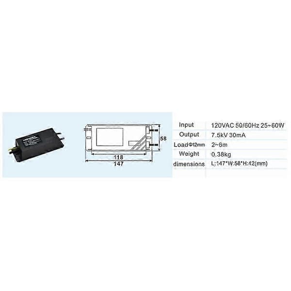 Neonskilt Transformer Strømforsyning Ensretter Kit 7.5KV 30MA 110V