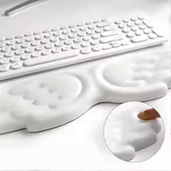Tastatur håndledsstøtte englevinge memory foam musemåtte sæt håndledsstøtte ergonomisk skridsikker til computer bærbar nem at skrive White
