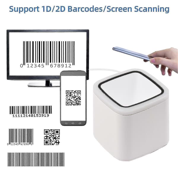 QR Barcode Scanner Platform Hands-free USB Wired Barcode Reader CMO Image Sensor Desktop Scanner Large Scanning Window