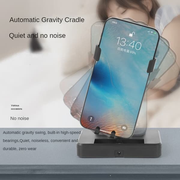 Automatic Swivel Phone Holder with Silent Shaker and Pedometer Black
