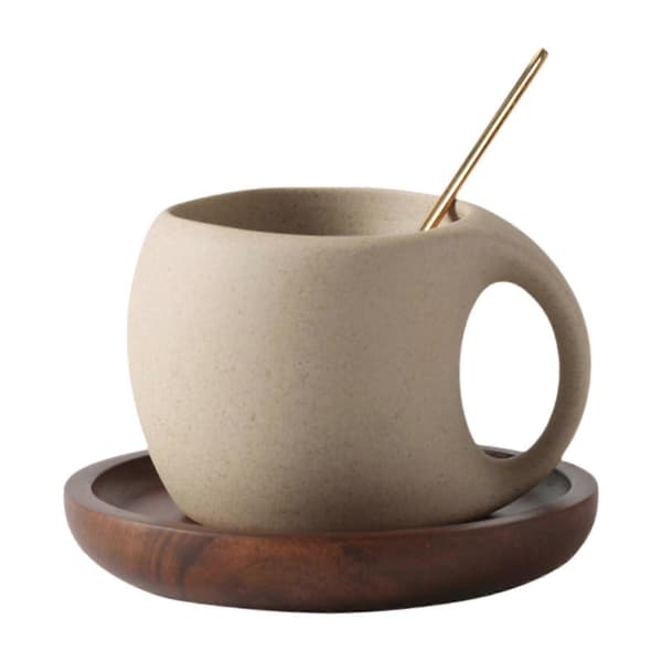Keramisk kaffekrus 250 ml kaffekop til restaurant, familie, eftermiddagste med underkop
