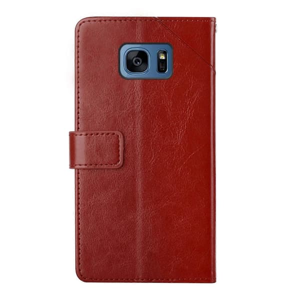 Horisontellt läderfodral med Y-sömmar för Samsung Galaxy S7 Edge Brown