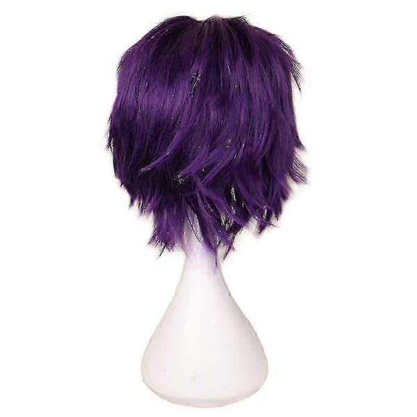 [RM] Moderne kort lige cosplay-kostumeparyk til mænd black purple