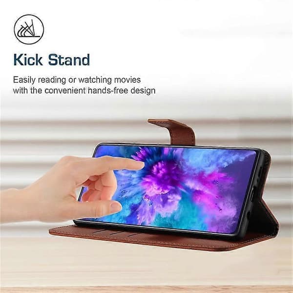 Kompatibelt plånboksfodral för Samsung Galaxy A17 med präglat PU-läder och flip-design Brown
