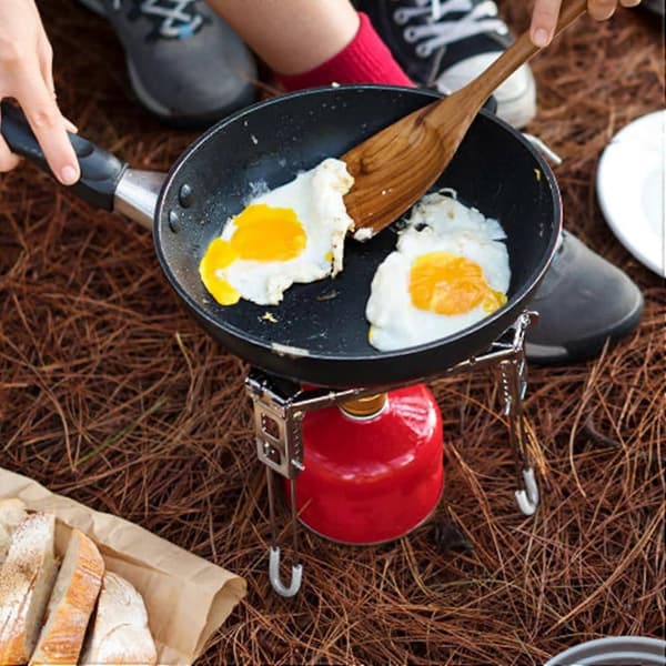 Camping Grytestativ, Sammenleggbart Gasskomfyr Gryteholder Beholderstativ, Drivstoffgrill Stativ, 18*16cm, Sølv, Rustfritt Stål Materiale