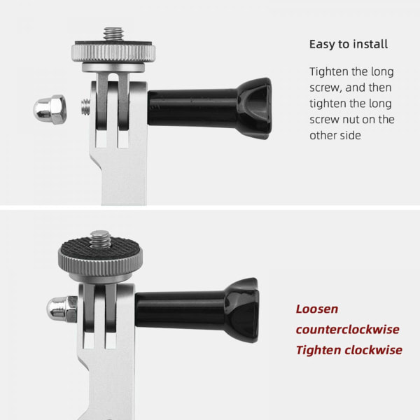 CNC 1/4" förlängningsarm Polmonterad basadapter för Insta360 ONE X2 X Silver