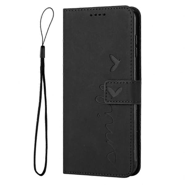 Sydänkuvioitu nahkakotelo Redmi Note 8 Prolle, ihotuntumalla Black