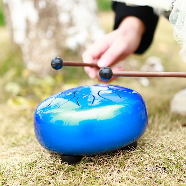 6 Tum Stål Tongue Drum C-Dur 8 Toner Gyllene Handtrumma