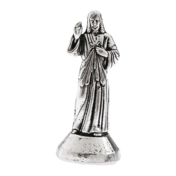 Mini Jesus statyett Religiös Religiös dekoration Magnetisk staty X1 Silver 5cm