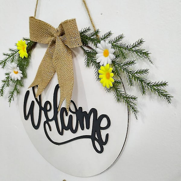 Glad Påsk Kanin Hängande Prydnad Blomma Krans Ornament Dörrskylt Dekoration