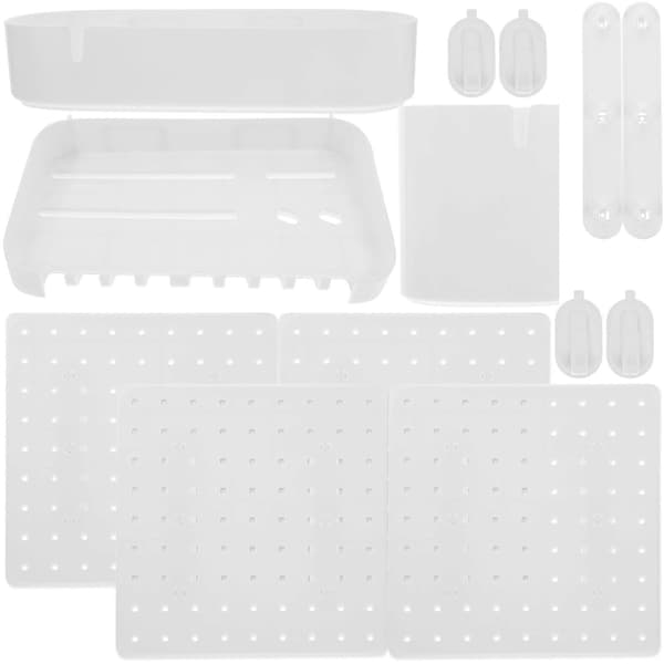 Pegboard Væg Organizer til Opbevaring 1 Sæt Ingen Boring Kraftig Hvid ABS