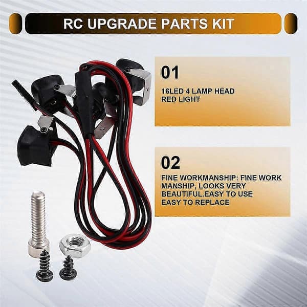 4 LED-lys til Axial SCX10 III -4 -6 1/10 RC Rødt Lys