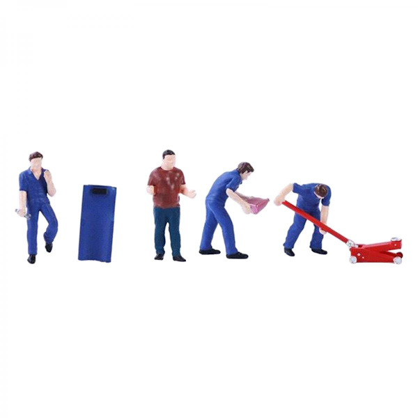 Liten Diorama Figur Resin Docka Gata Tåg Layout Dekor Tillbehör Blå